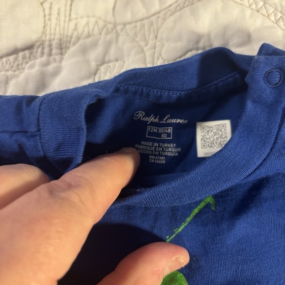 Ralph Lauren Royal Blue T-Shirt, Boys 12 Mo, Large Multicolor Pony Logo On Chest - Picture 3 of 4